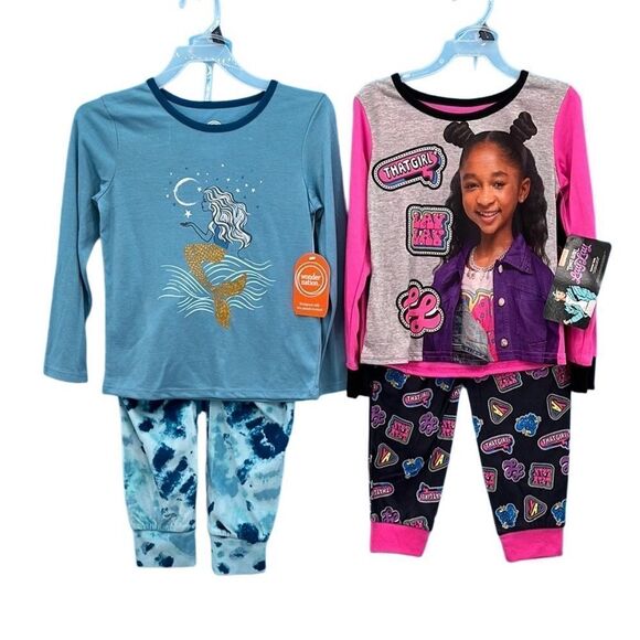 Girls Long Sleeve Pajama Lounge 2-Piece Set 2-Pack Size XS 4/5 - Picture 1 of 11